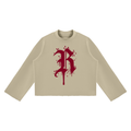 Unisex Mock Neck Raw Edge Boxy Sweatshirt