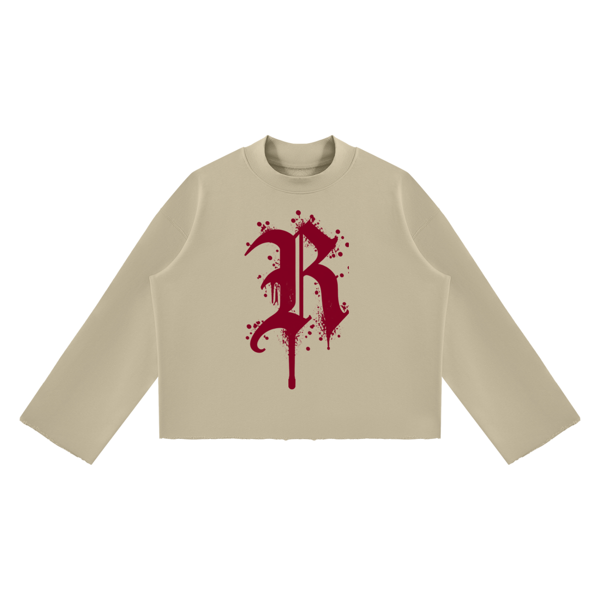 Unisex Mock Neck Raw Edge Boxy Sweatshirt