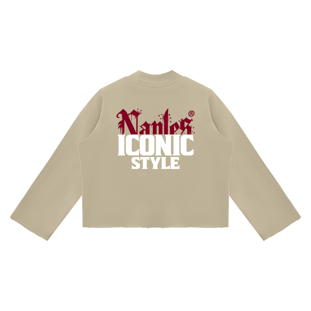 Unisex Mock Neck Raw Edge Boxy Sweatshirt