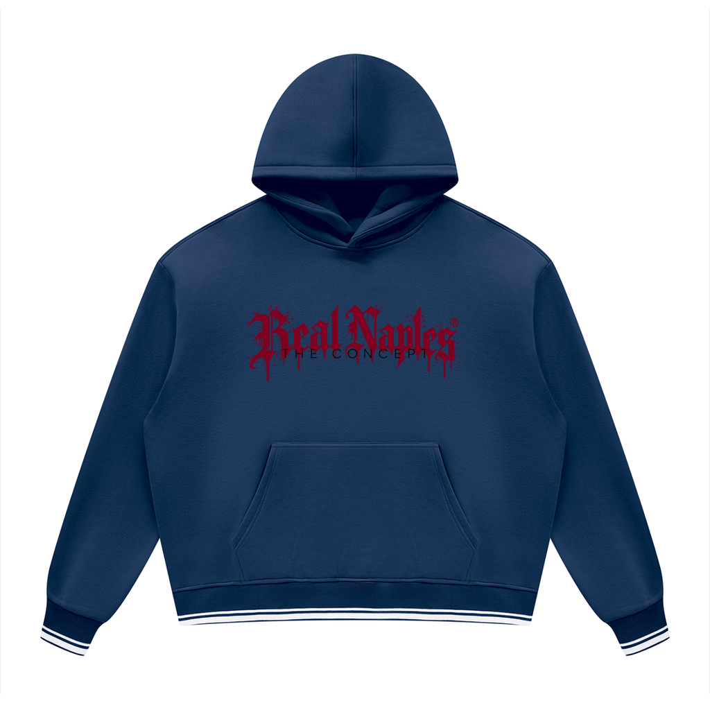 Felpa con cappuccio unisex oversize in pile con inserti a blocchi di colore