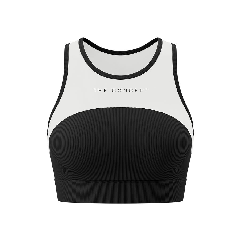 Top corto real naples nero e bianco aderente 